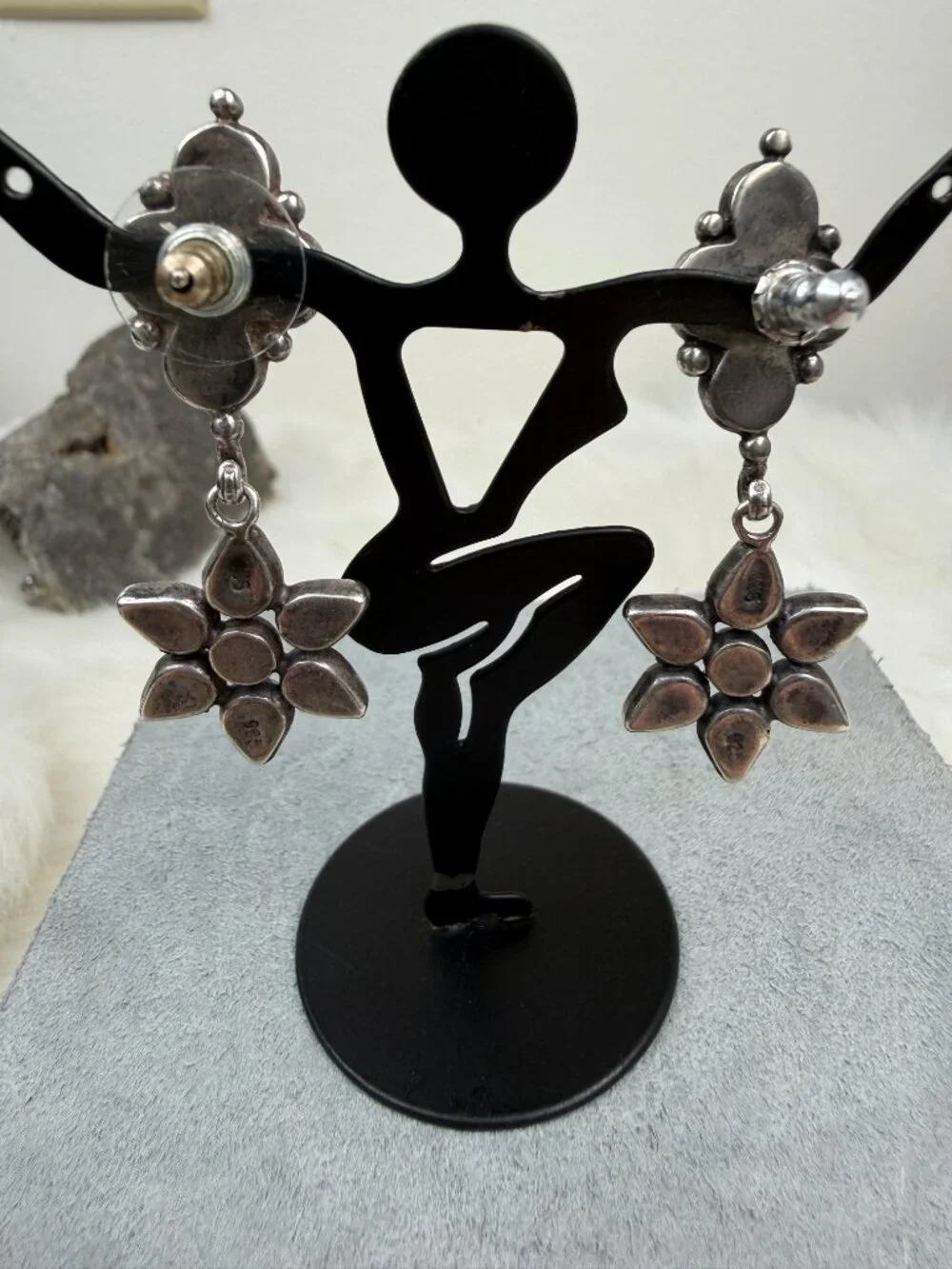 Sterling Silver & Colorful Rhinestone Enamel Drop & Dangle Pierced Earrings